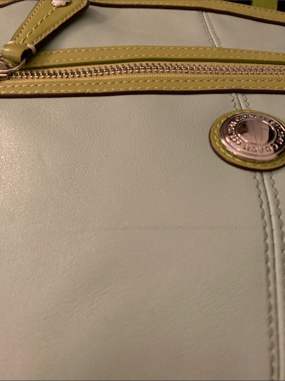 Sale ๐2010 Coach Laura Leather Carryall, in "Seafoam and Lime" - Picture 10 of 16
